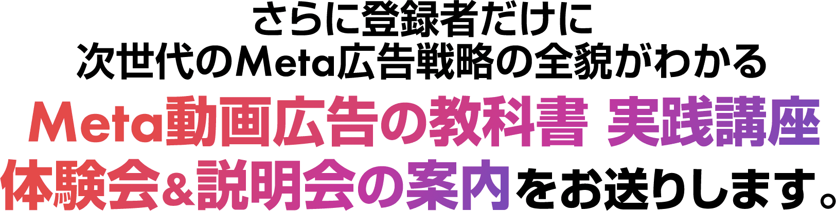 次世代のMeta広告戦略の全貌がわかるMeta動画広告の教科書 実践講座