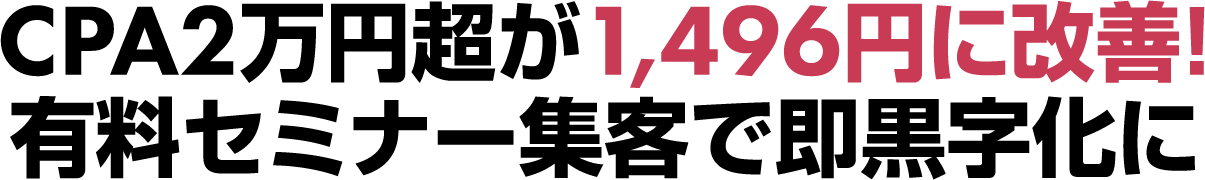 CPA2万円超が1,496円に改善!