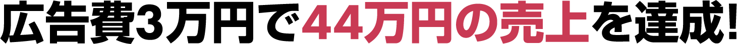 広告費3万円で44万円の売上を達成！